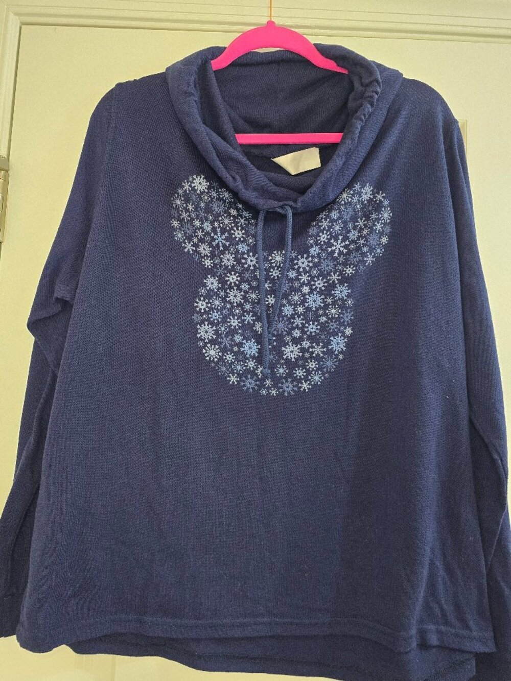 Disney Mickey Mouse Snowflake Cowlneck Lightweight Long Sleeve - Picture 2 of 5